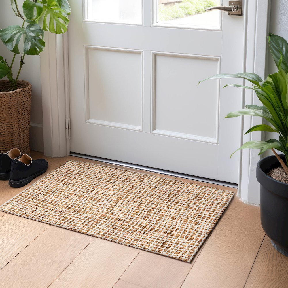 Premium Machine Washable Mayfield AMF729 Paprika 1'8" x 2'6" Rug. Picture 5