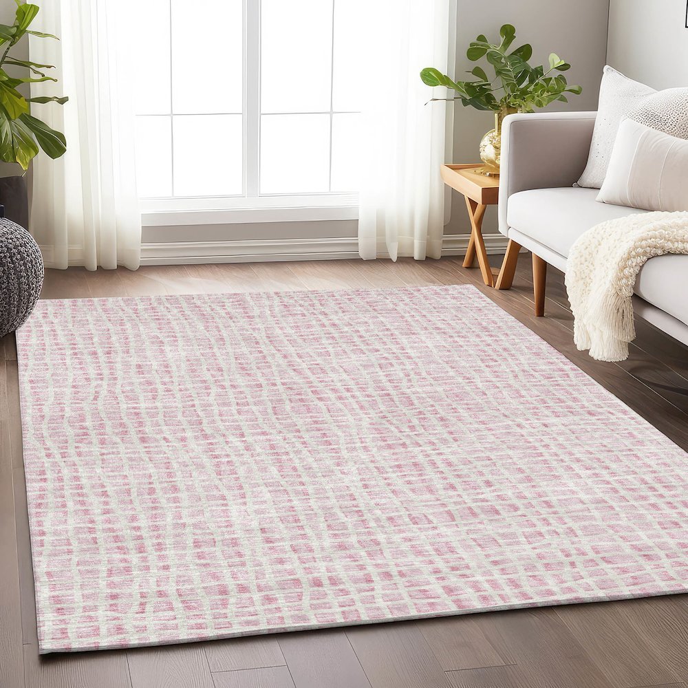 Premium Machine Washable Mayfield AMF729 Pink 2'6" x 3'10" Rug. Picture 5