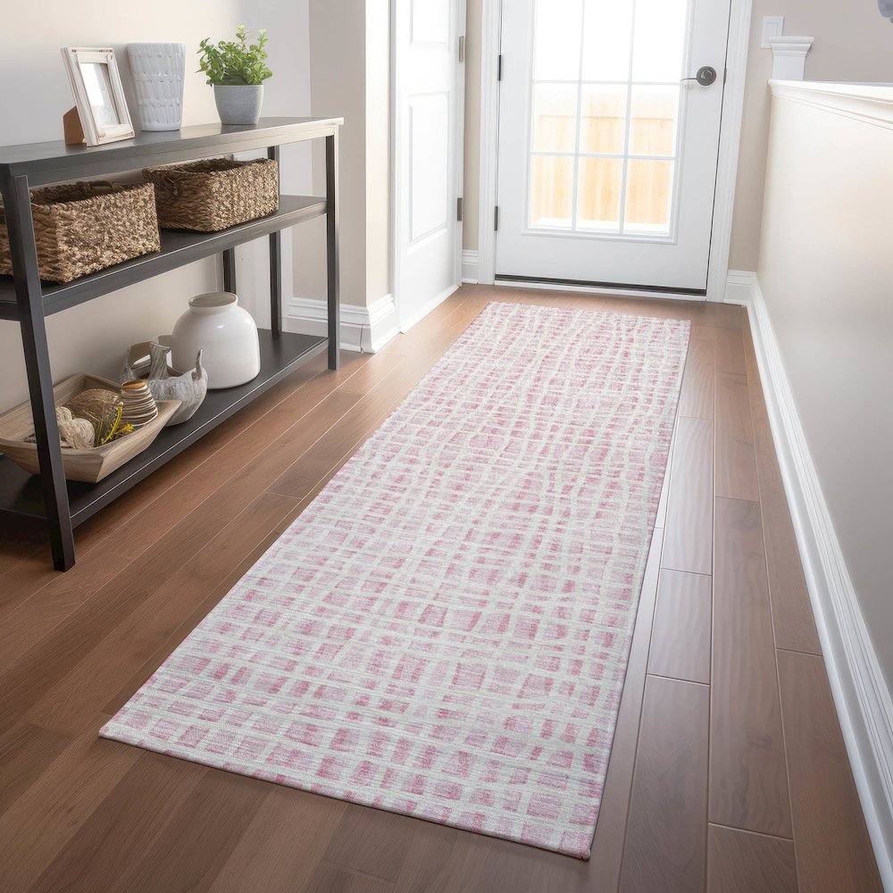 Premium Machine Washable Mayfield AMF729 Pink 2'3" x 7'6" Runner Rug. Picture 5