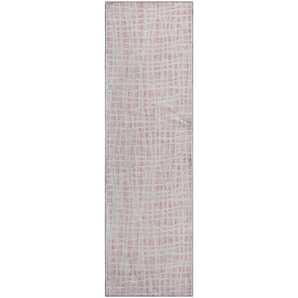 Premium Machine Washable Mayfield AMF729 Pink 2'3" x 7'6" Runner Rug. Picture 1