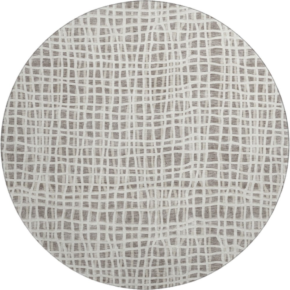 Premium Machine Washable Mayfield AMF729 Taupe 8' x 8' Round Rug. Picture 1