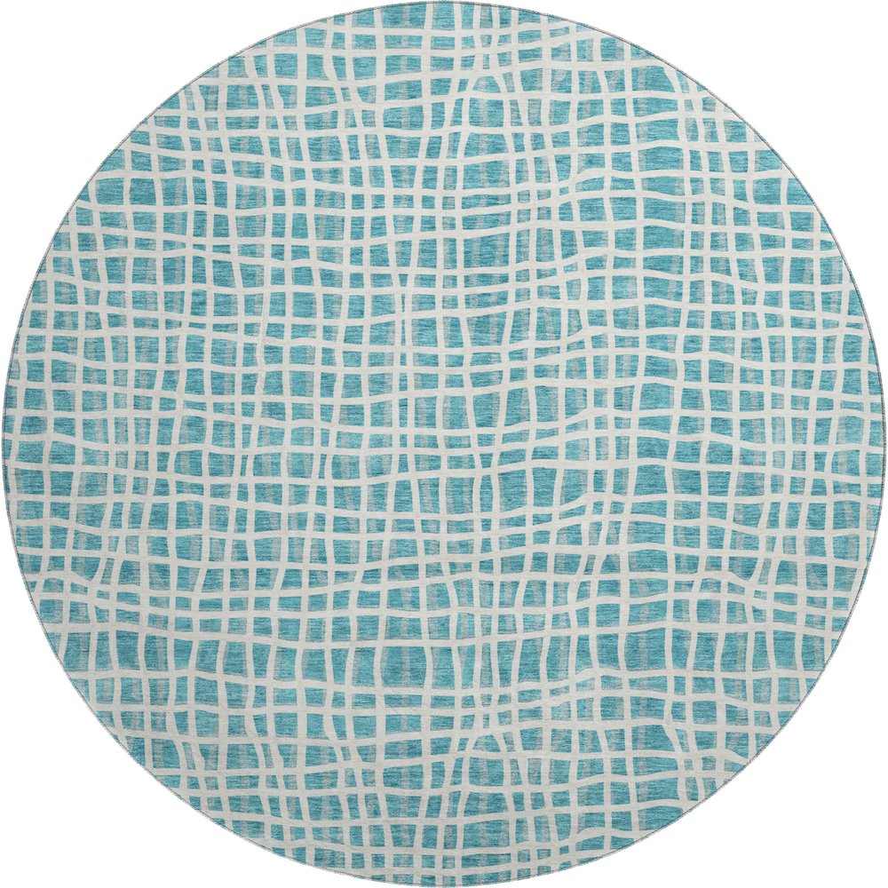 Premium Machine Washable Mayfield AMF729 Teal 8' x 8' Round Rug. Picture 1