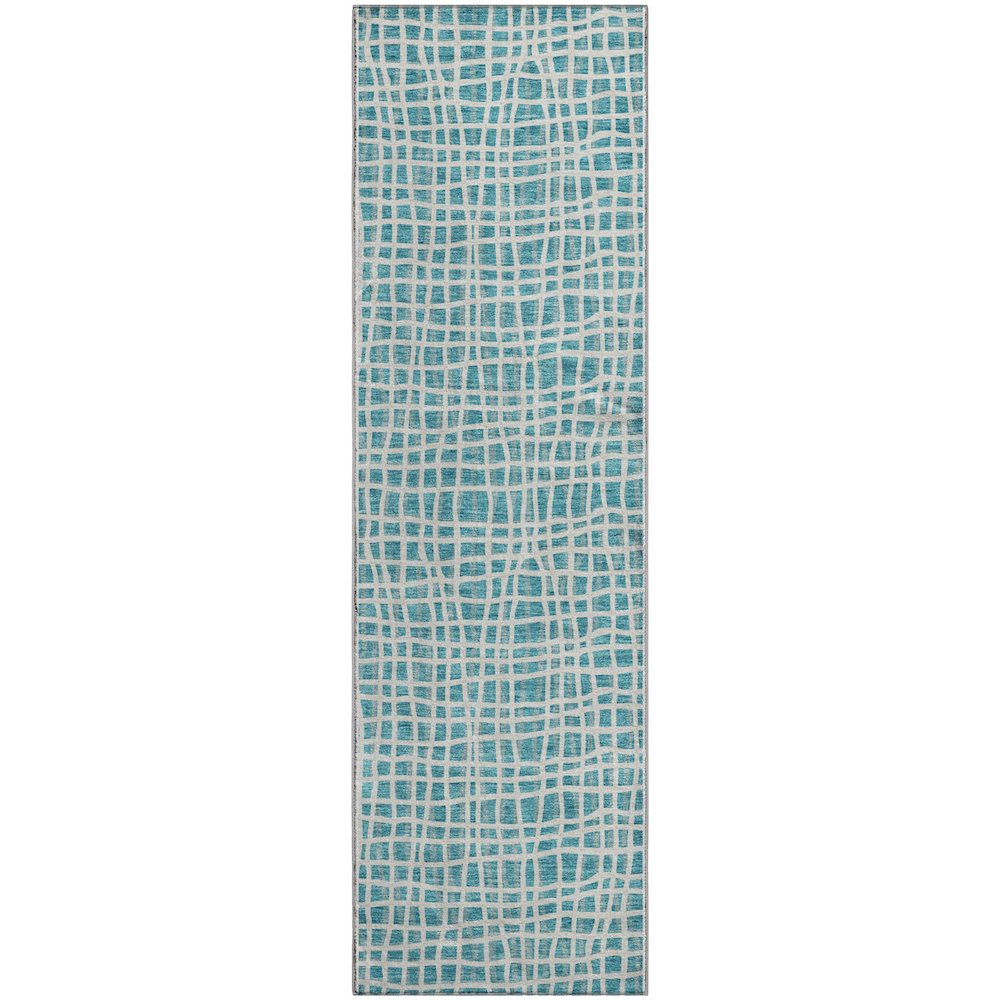 Premium Machine Washable Mayfield AMF729 Teal 2'3" x 7'6" Runner Rug. Picture 1