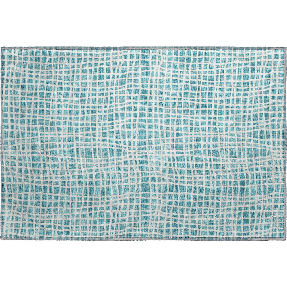 Premium Machine Washable Mayfield AMF729 Teal 1'8" x 2'6" Rug. Picture 1