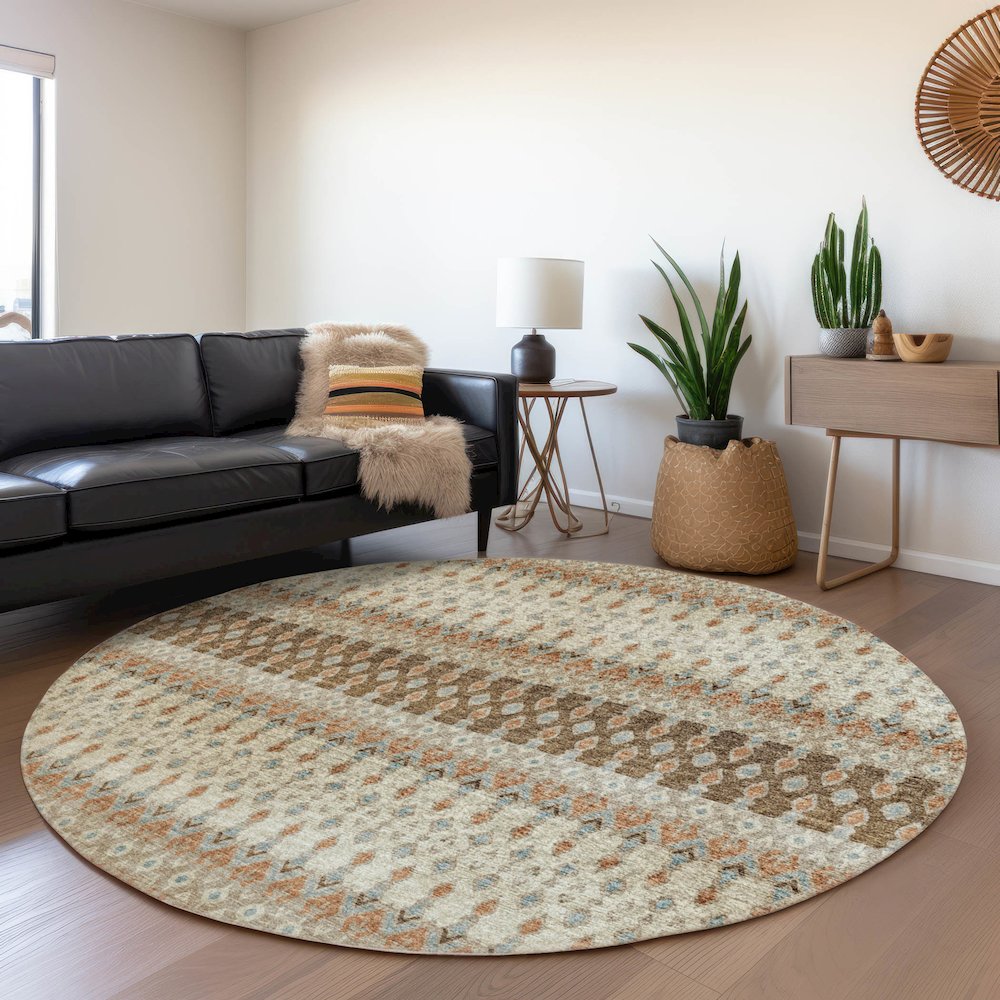 Premium Machine Washable Mayfield  Canyon 8' x 8' Round Rug. Picture 5