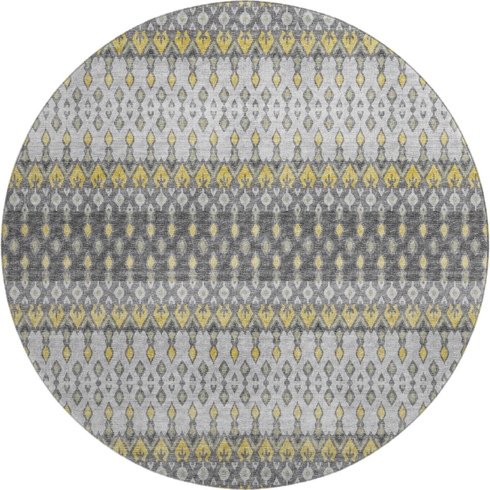 Premium Machine Washable Mayfield  Gray 8' x 8' Round Rug. Picture 1
