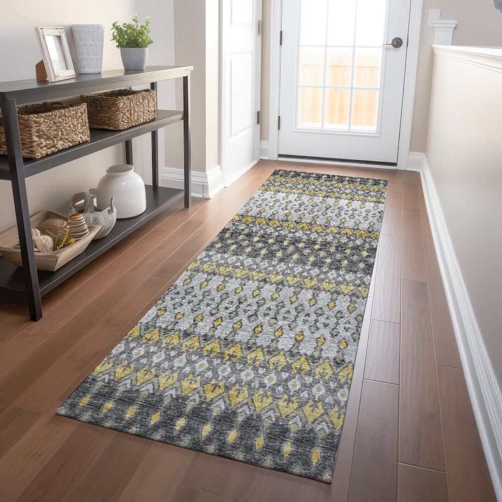 Premium Machine Washable Mayfield  Gray 2'3" x 7'6" Runner Rug. Picture 5
