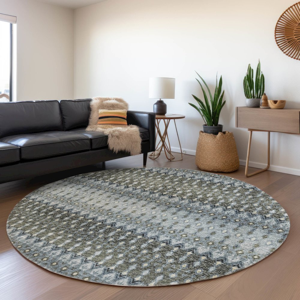 Premium Machine Washable Mayfield  Moody 8' x 8' Round Rug. Picture 5