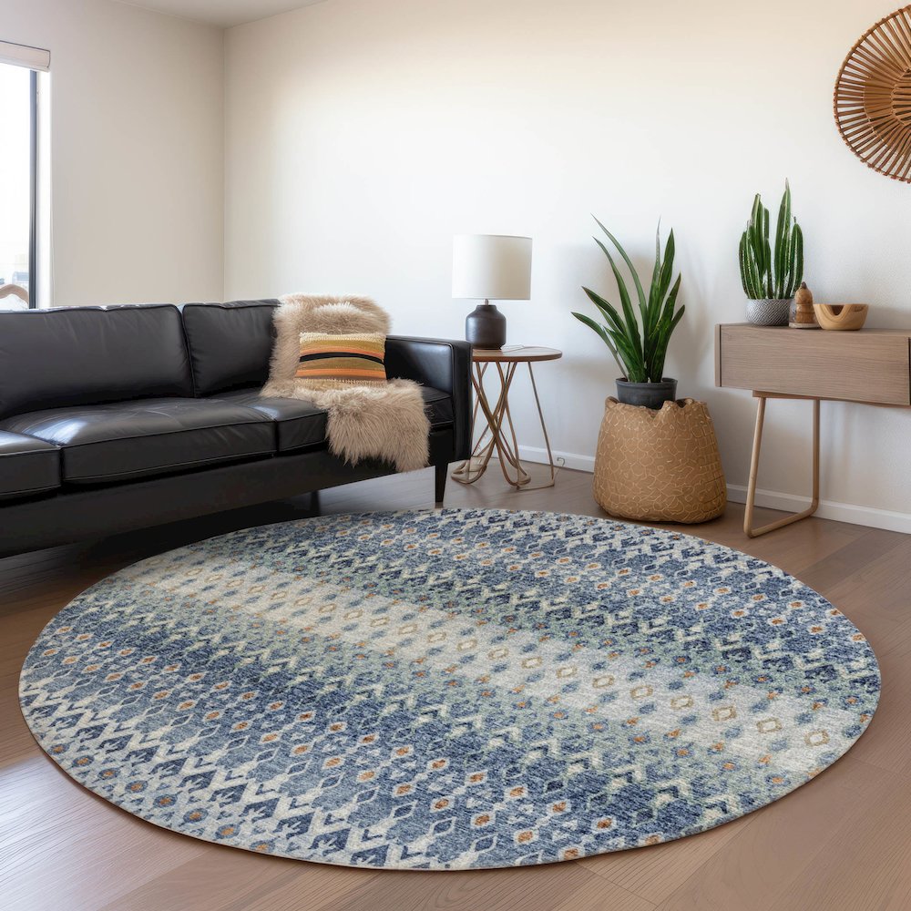 Premium Machine Washable Mayfield  Seaglass 8' x 8' Round Rug. Picture 5