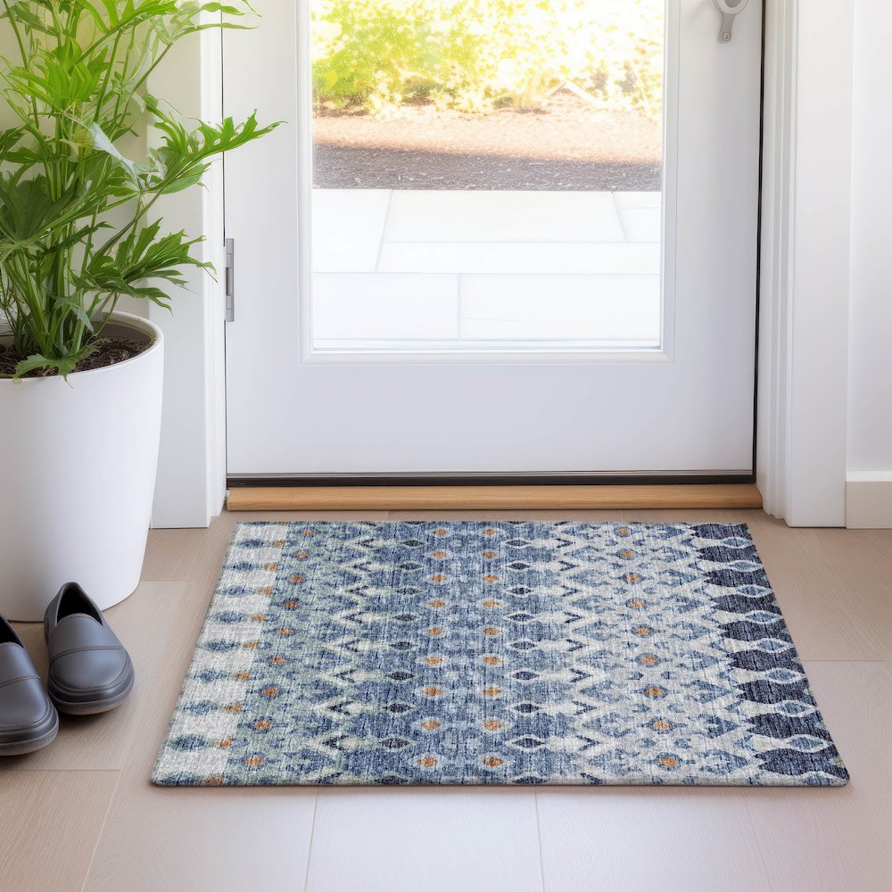 Premium Machine Washable Mayfield  Seaglass 1'8" x 2'6" Rug. Picture 5