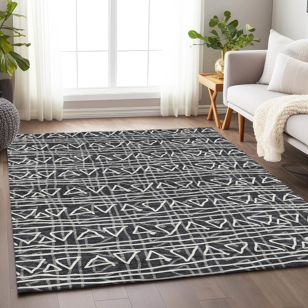 Premium Machine Washable Mayfield AMF730 Black 2'6" x 3'10" Rug. Picture 5
