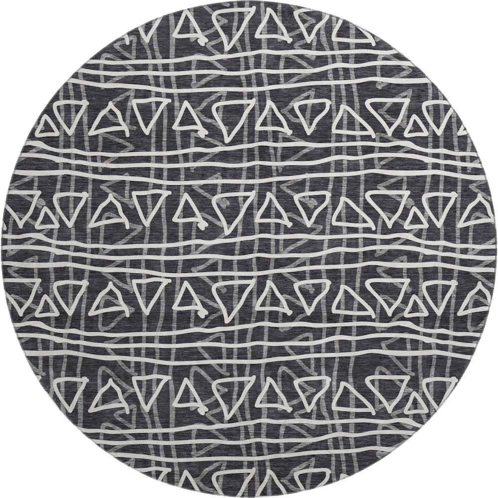 Premium Machine Washable Mayfield AMF730 Black 8' x 8' Round Rug. Picture 1