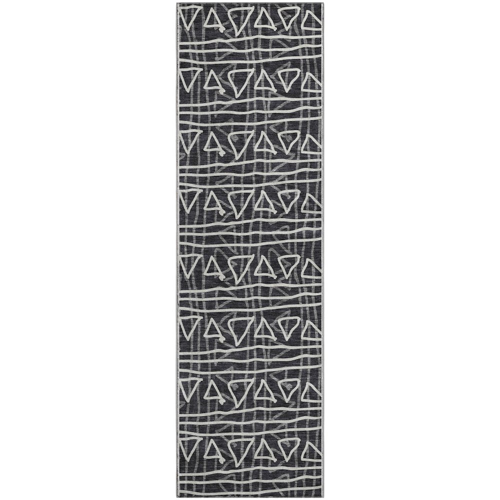 Premium Machine Washable Mayfield AMF730 Black 2'3" x 7'6" Runner Rug. Picture 1