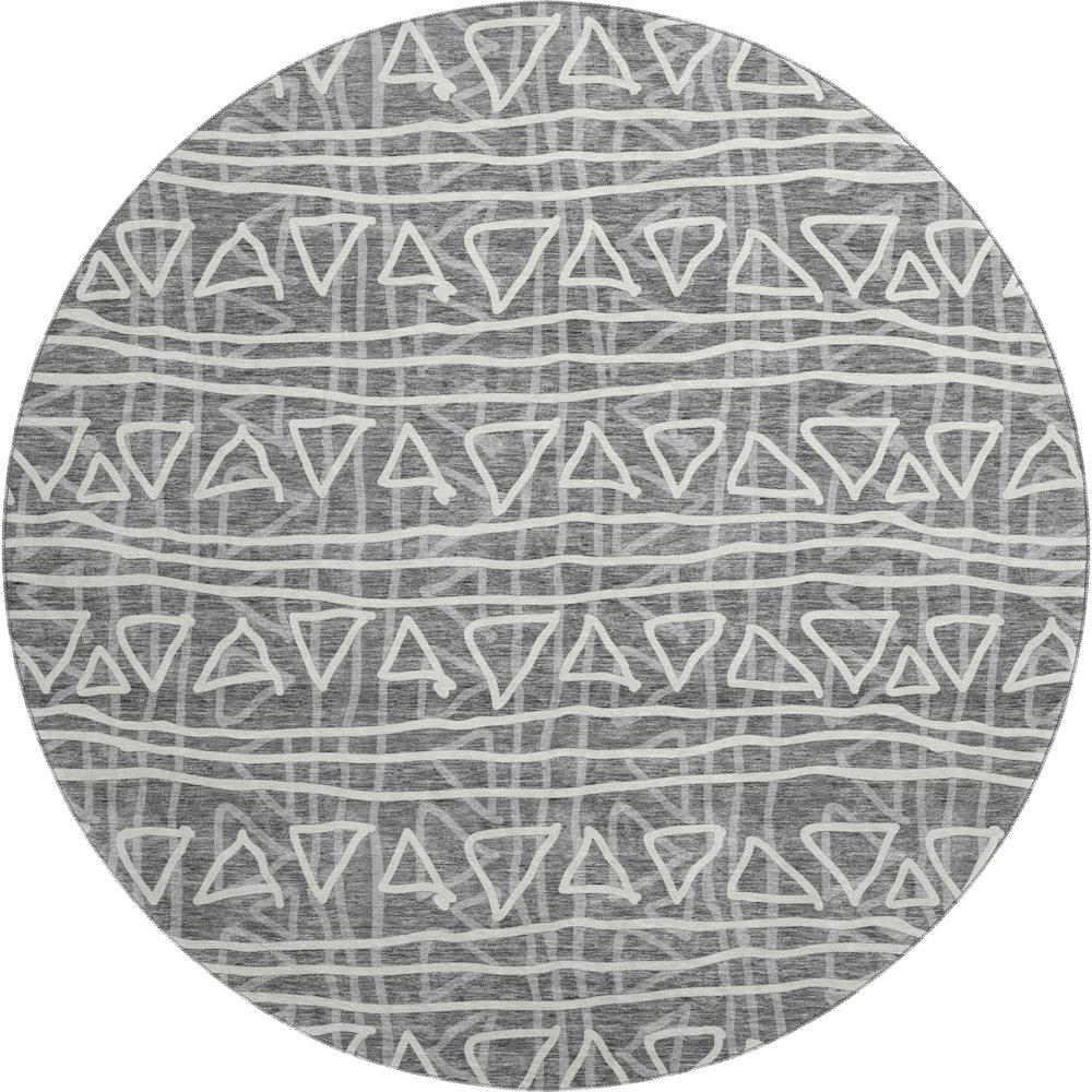 Premium Machine Washable Mayfield AMF730 Charcoal 8' x 8' Round Rug. Picture 1