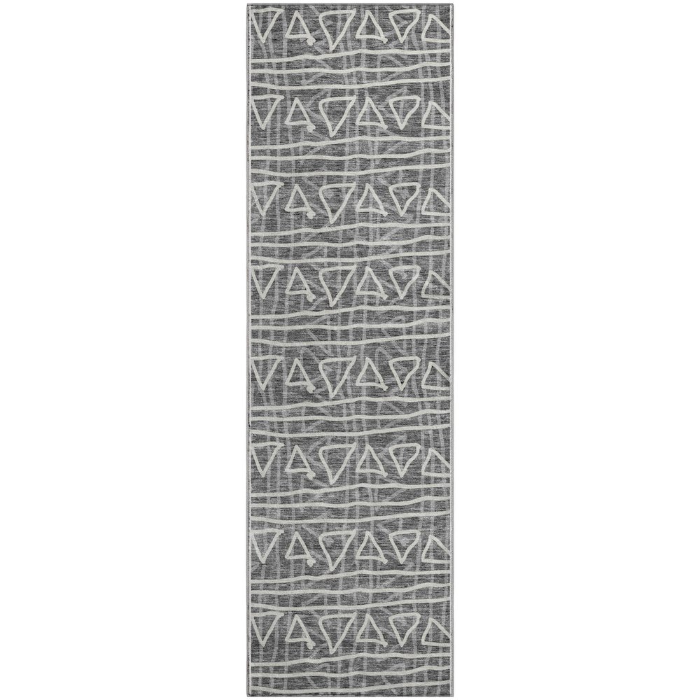 Premium Machine Washable Mayfield AMF730 Charcoal 2'3" x 7'6" Runner Rug. Picture 1