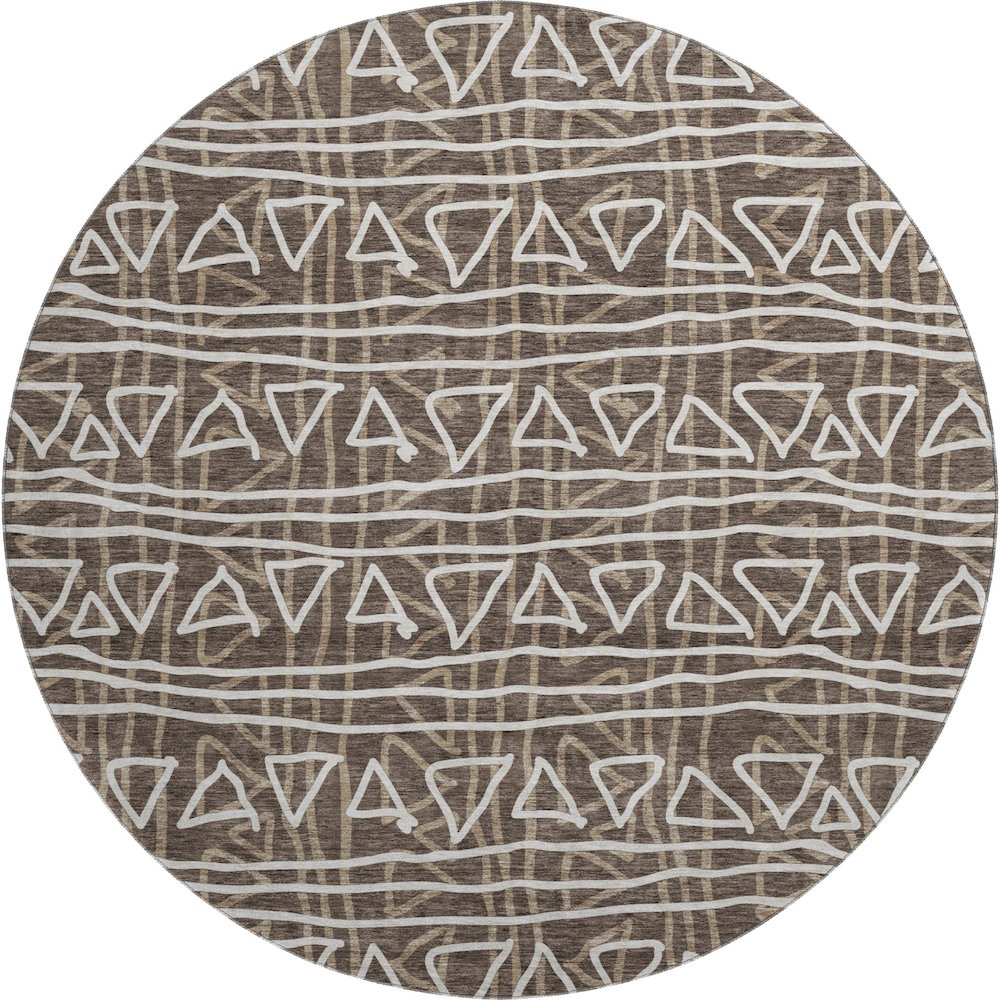 Premium Machine Washable Mayfield AMF730 Chocolate 8' x 8' Round Rug. Picture 1