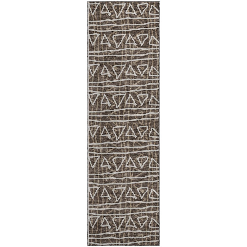Premium Machine Washable Mayfield AMF730 Chocolate 2'3" x 7'6" Runner Rug. Picture 1