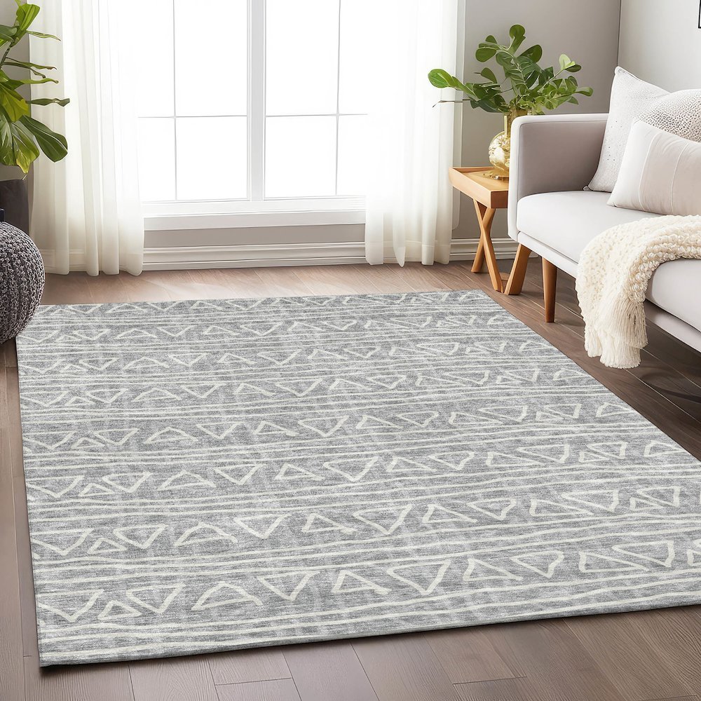 Premium Machine Washable Mayfield AMF730 Gray 2'6" x 3'10" Rug. Picture 5