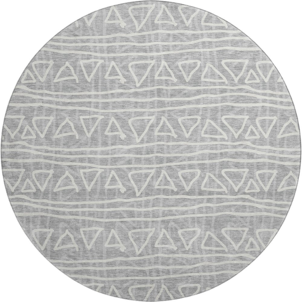 Premium Machine Washable Mayfield AMF730 Gray 8' x 8' Round Rug. Picture 1