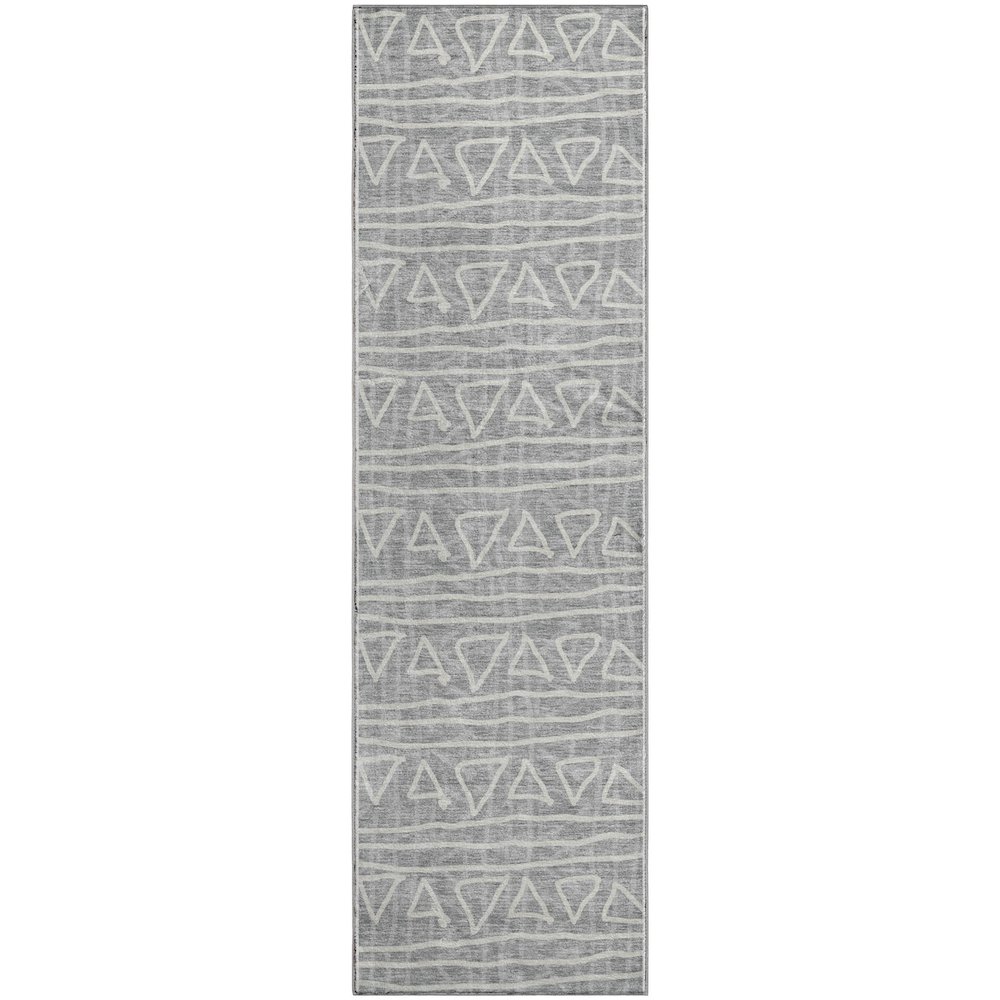 Premium Machine Washable Mayfield AMF730 Gray 2'3" x 7'6" Runner Rug. Picture 1