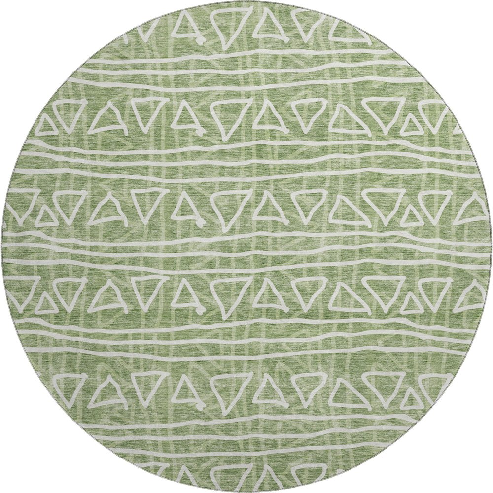 Premium Machine Washable Mayfield AMF730 Green 8' x 8' Round Rug. Picture 1