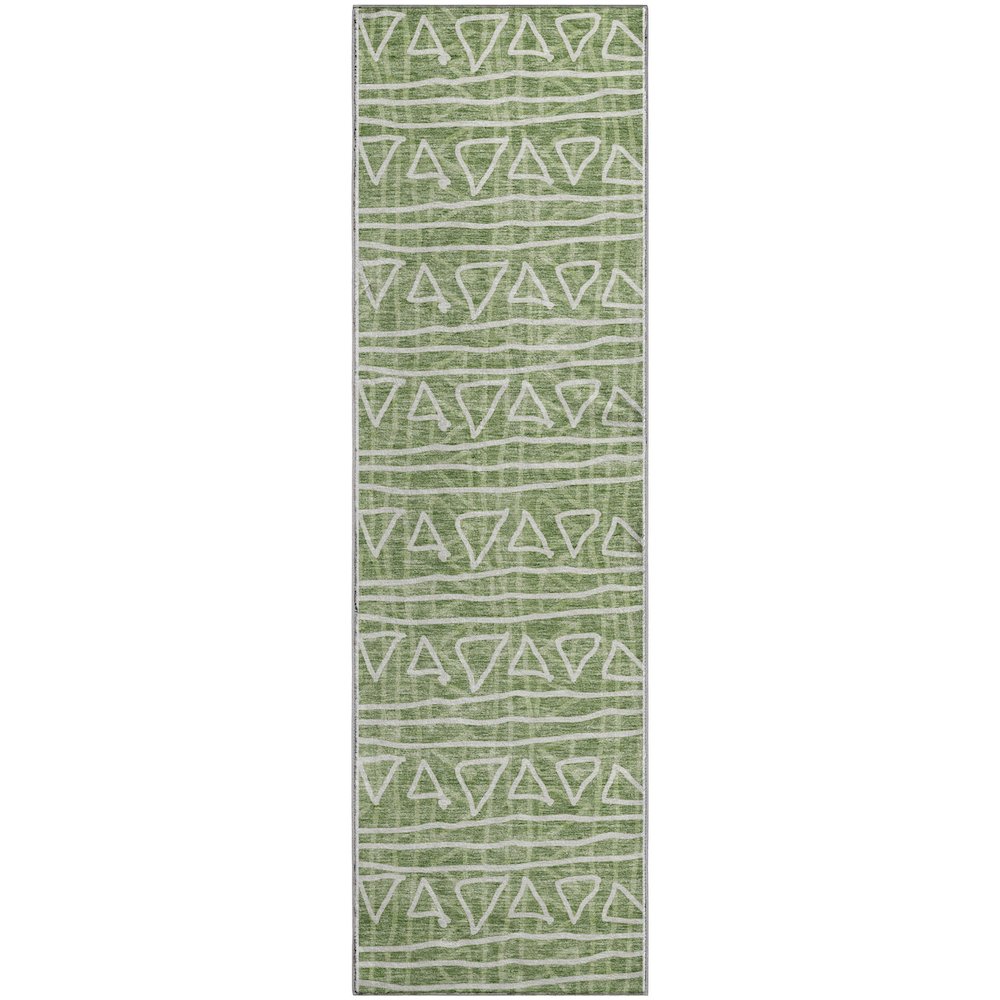 Premium Machine Washable Mayfield AMF730 Green 2'3" x 7'6" Runner Rug. Picture 1