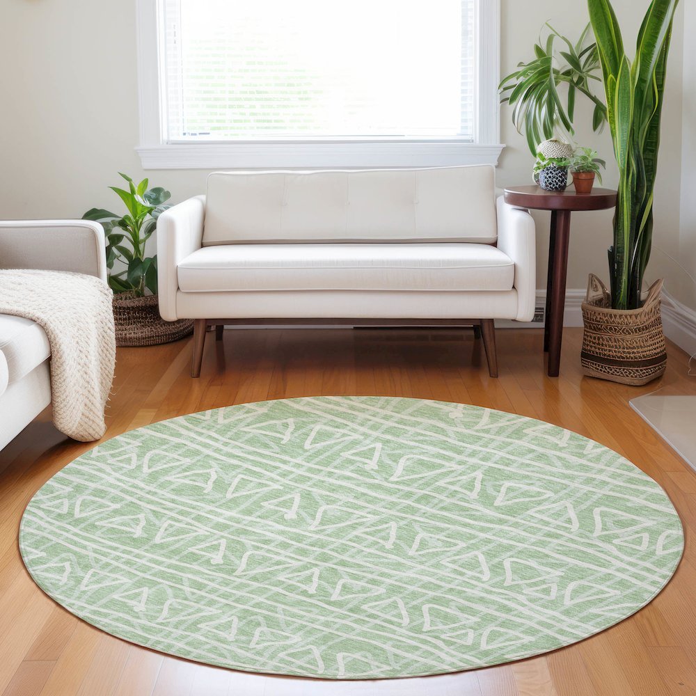 Premium Machine Washable Mayfield AMF730 Mint 8' x 8' Round Rug. Picture 5