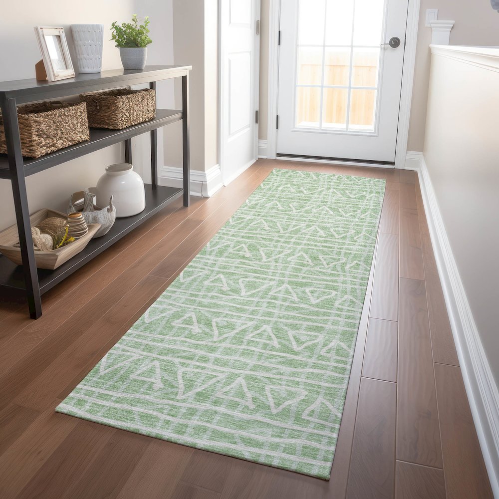 Premium Machine Washable Mayfield AMF730 Mint 2'3" x 7'6" Runner Rug. Picture 5