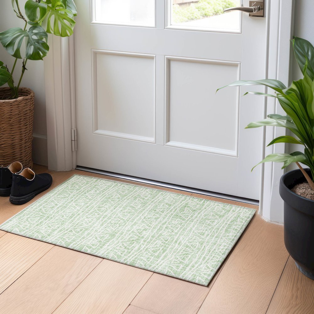 Premium Machine Washable Mayfield AMF730 Mint 1'8" x 2'6" Rug. Picture 5