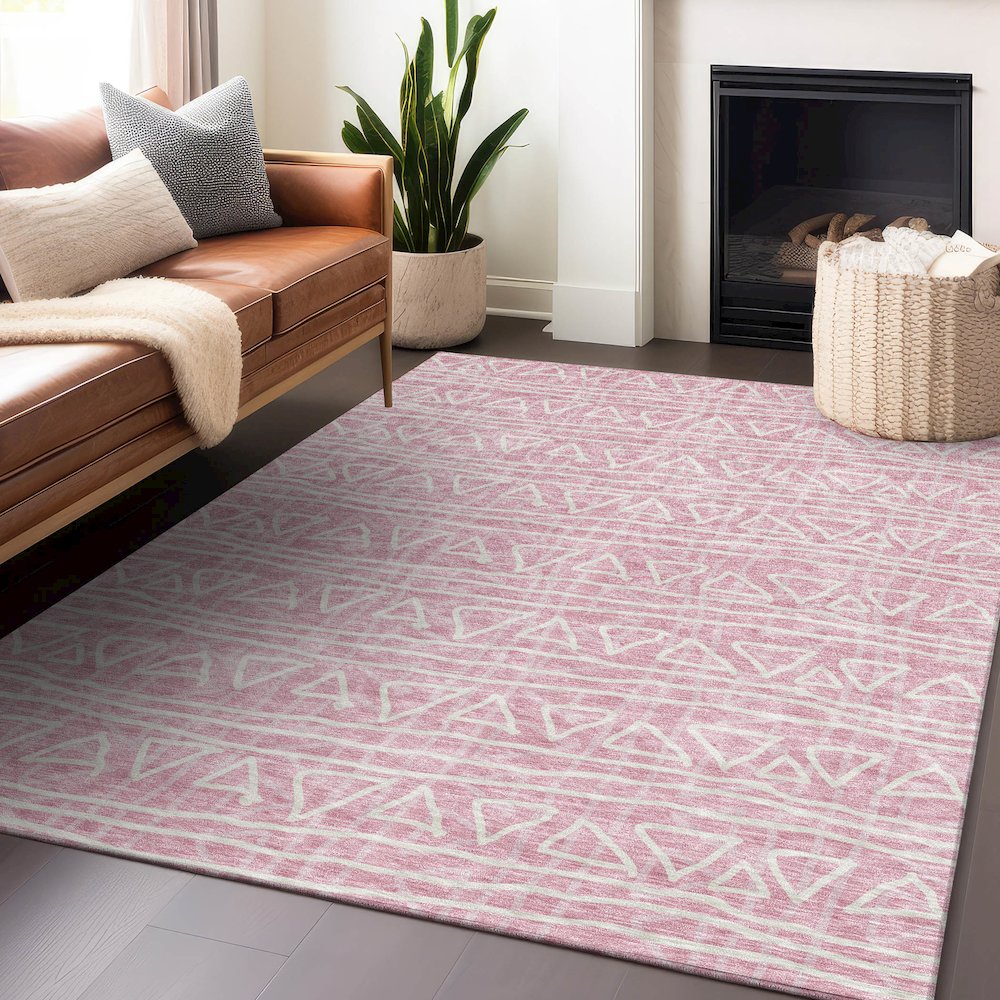 Premium Machine Washable Mayfield AMF730 Pink 2'6" x 3'10" Rug. Picture 6