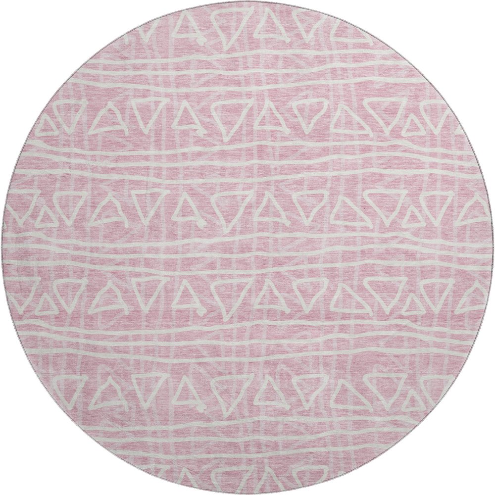 Premium Machine Washable Mayfield AMF730 Pink 8' x 8' Round Rug. Picture 1