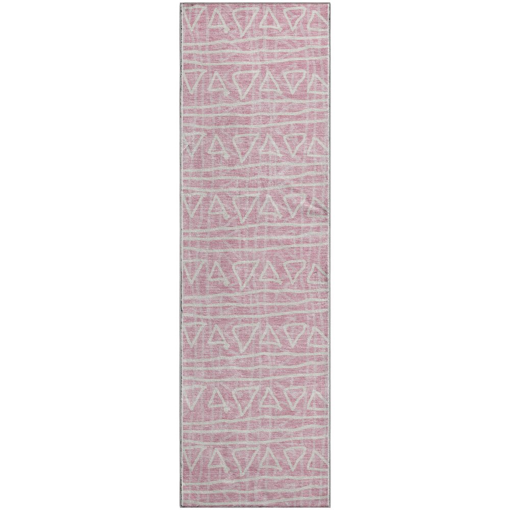Premium Machine Washable Mayfield AMF730 Pink 2'3" x 7'6" Runner Rug. Picture 1