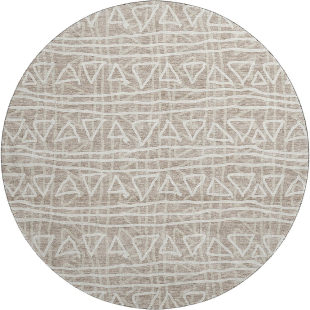 Premium Machine Washable Mayfield AMF730 Taupe 8' x 8' Round Rug. Picture 1
