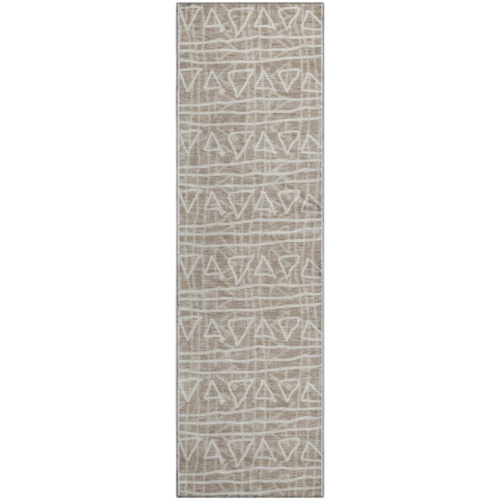 Premium Machine Washable Mayfield AMF730 Taupe 2'3" x 7'6" Runner Rug. Picture 1