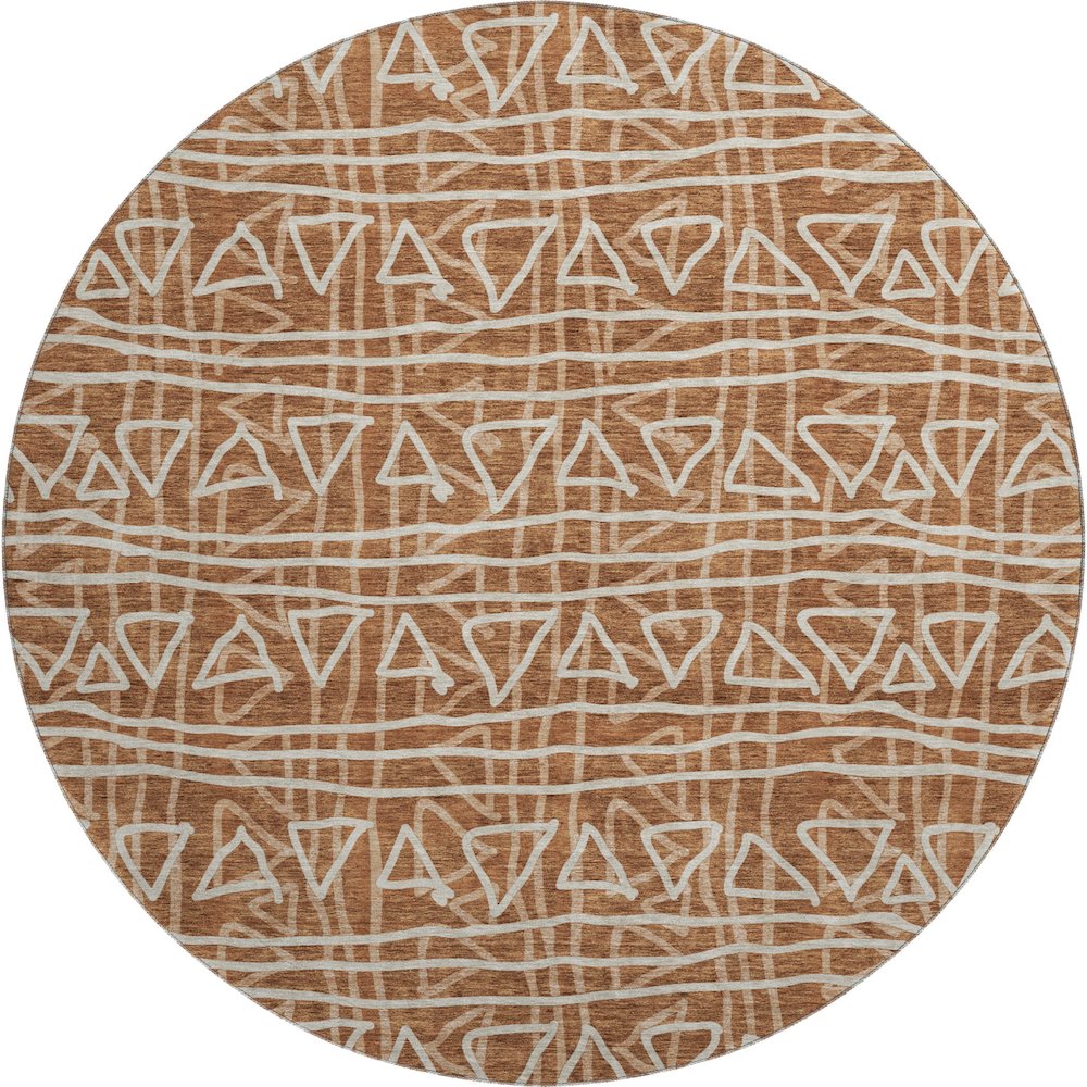 Premium Machine Washable Mayfield AMF730 Terracotta 8' x 8' Round Rug. Picture 1