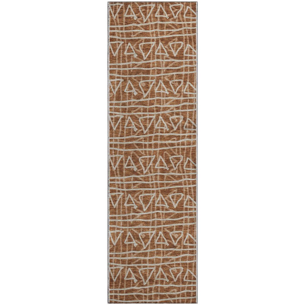 Premium Machine Washable Mayfield AMF730 Terracotta 2'3" x 7'6" Runner Rug. Picture 1