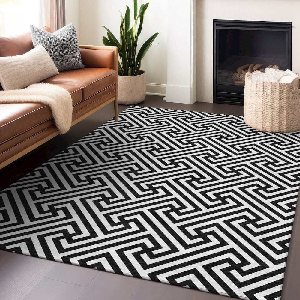 Premium Machine Washable Mayfield AMF731 Black 2'6" x 3'10" Rug. Picture 6