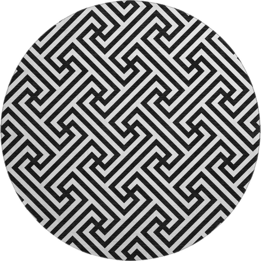 Premium Machine Washable Mayfield AMF731 Black 8' x 8' Round Rug. Picture 1