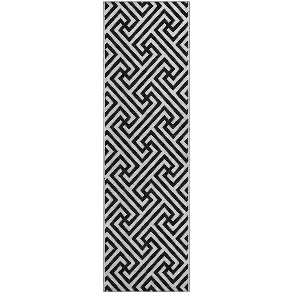 Premium Machine Washable Mayfield AMF731 Black 2'3" x 7'6" Runner Rug. Picture 1