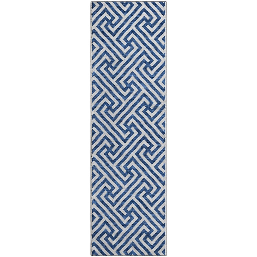 Premium Machine Washable Mayfield AMF731 Blue 2'3" x 7'6" Runner Rug. Picture 1