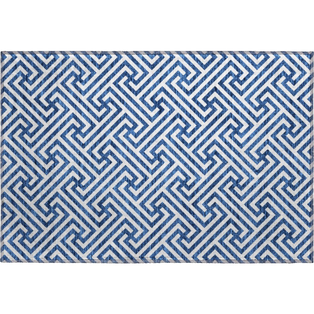 Premium Machine Washable Mayfield AMF731 Blue 1'8" x 2'6" Rug. Picture 1
