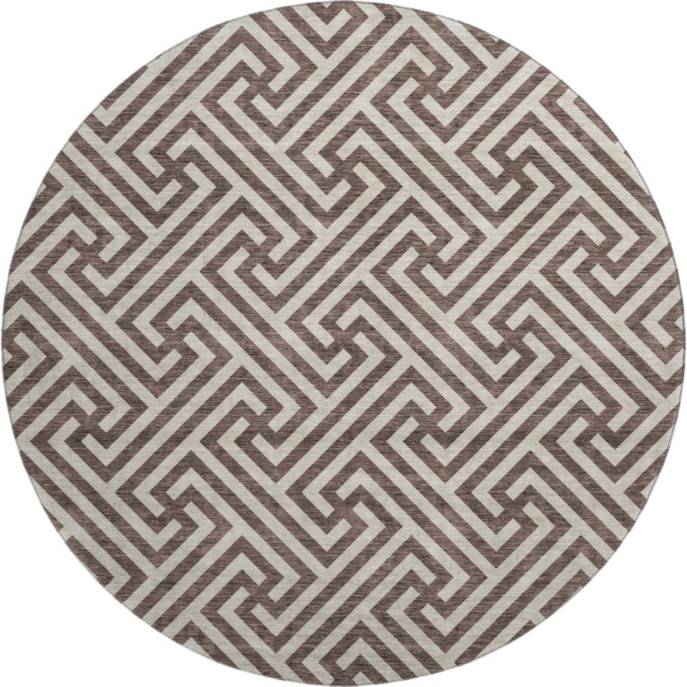 Premium Machine Washable Mayfield AMF731 Brown 8' x 8' Round Rug. Picture 1
