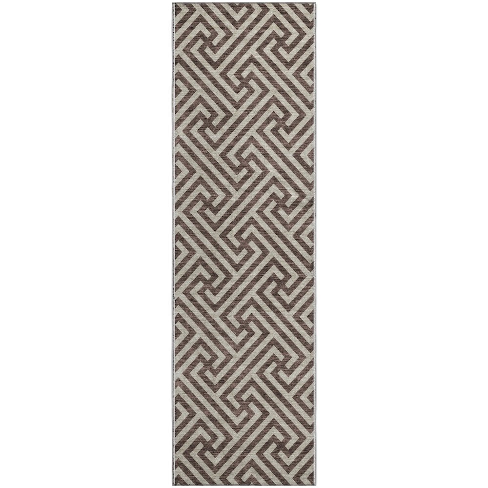 Premium Machine Washable Mayfield AMF731 Brown 2'3" x 7'6" Runner Rug. Picture 1