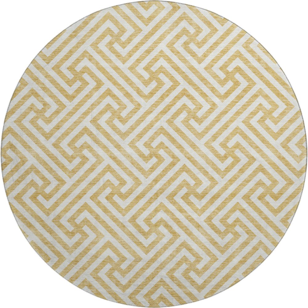 Premium Machine Washable Mayfield AMF731 Gold 8' x 8' Round Rug. Picture 1