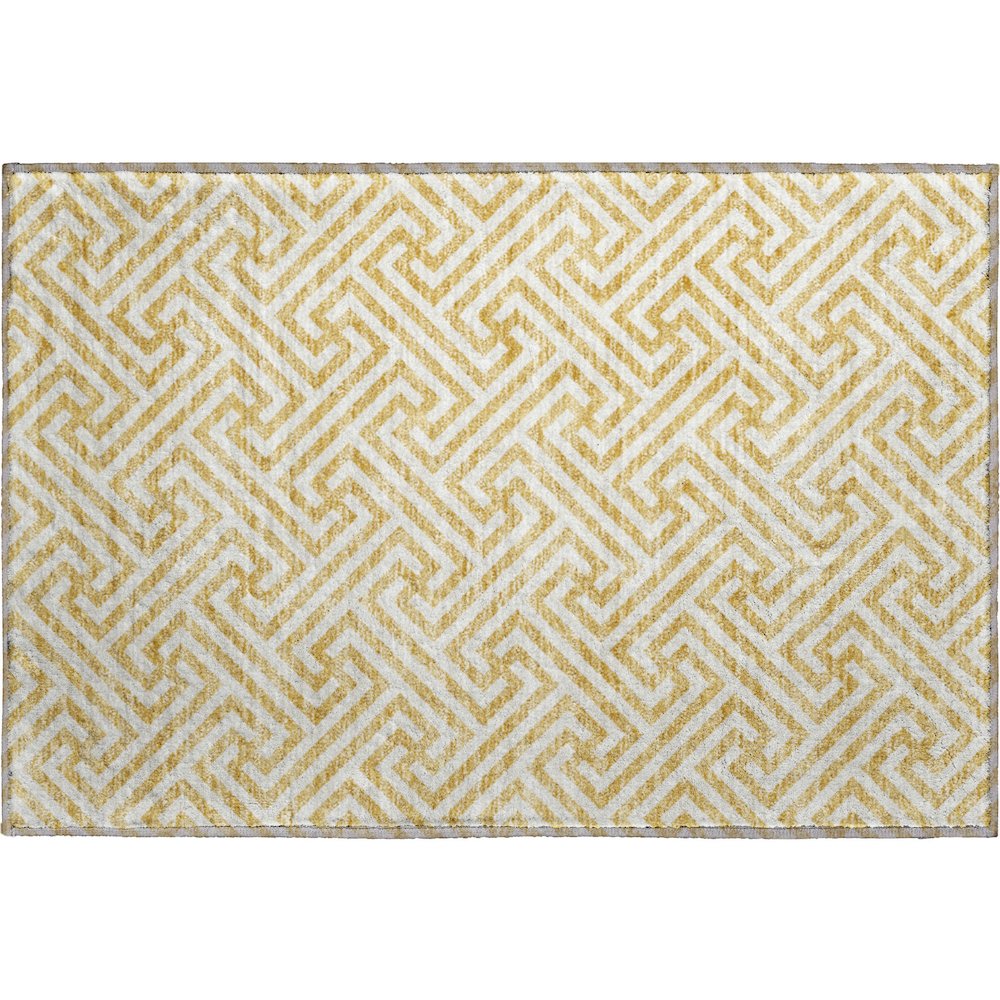 Premium Machine Washable Mayfield AMF731 Gold 1'8" x 2'6" Rug. Picture 1