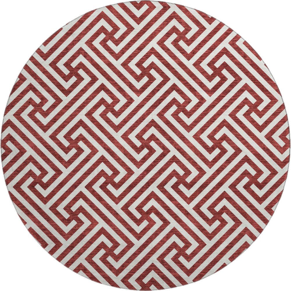Premium Machine Washable Mayfield AMF731 Merlot 8' x 8' Round Rug. Picture 1