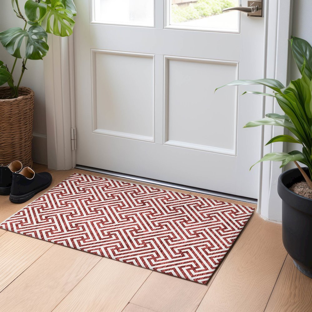 Premium Machine Washable Mayfield AMF731 Merlot 1'8" x 2'6" Rug. Picture 5