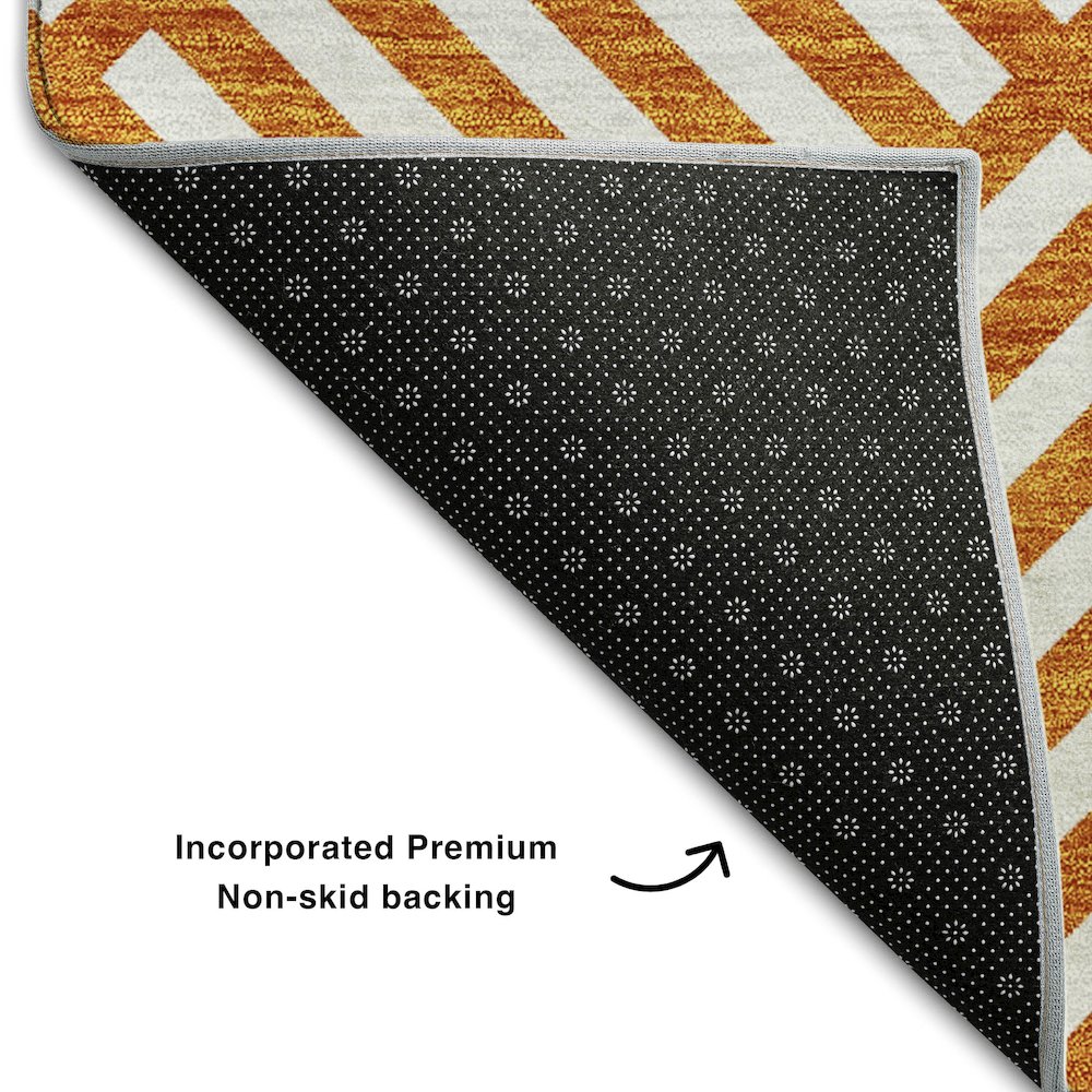 Premium Machine Washable Mayfield AMF731 Orange 1'8" x 2'6" Rug. Picture 2
