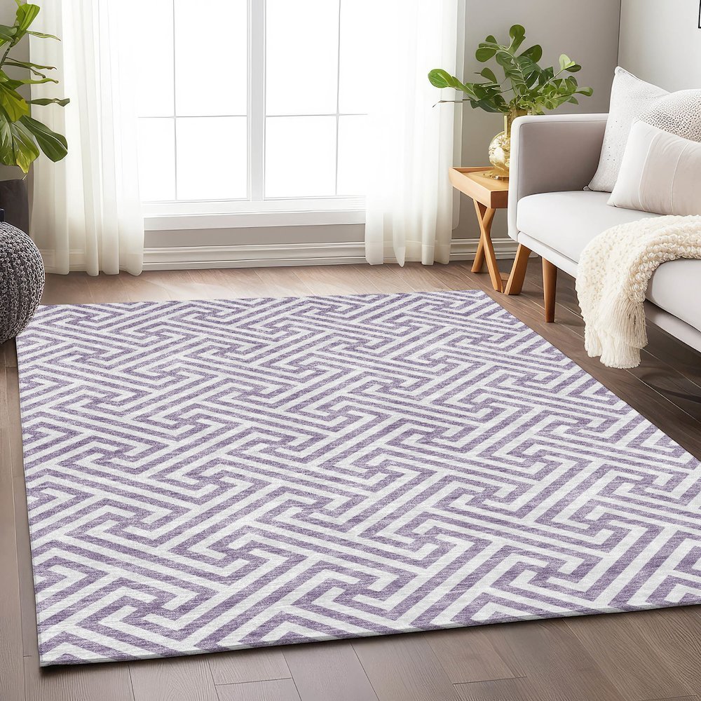 Premium Machine Washable Mayfield AMF731 Purple 2'6" x 3'10" Rug. Picture 5