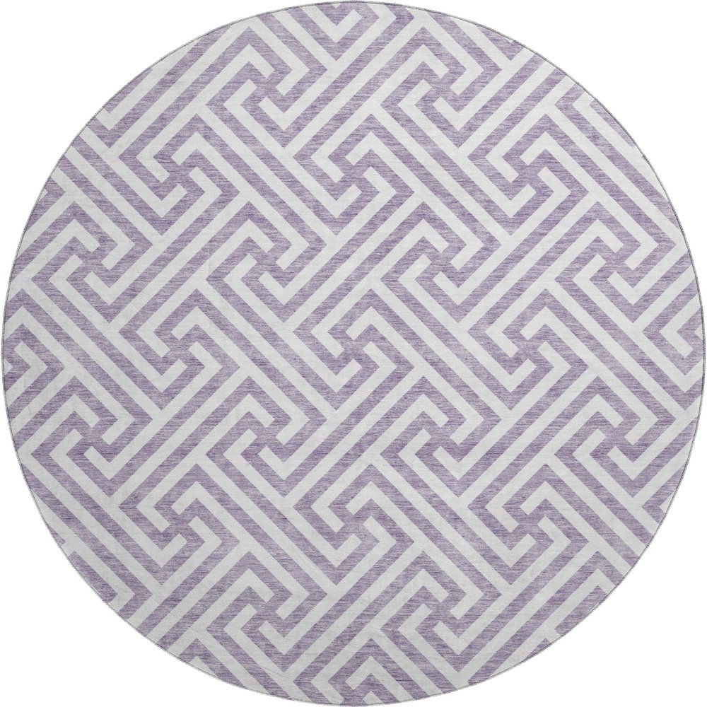 Premium Machine Washable Mayfield AMF731 Purple 8' x 8' Round Rug. Picture 1